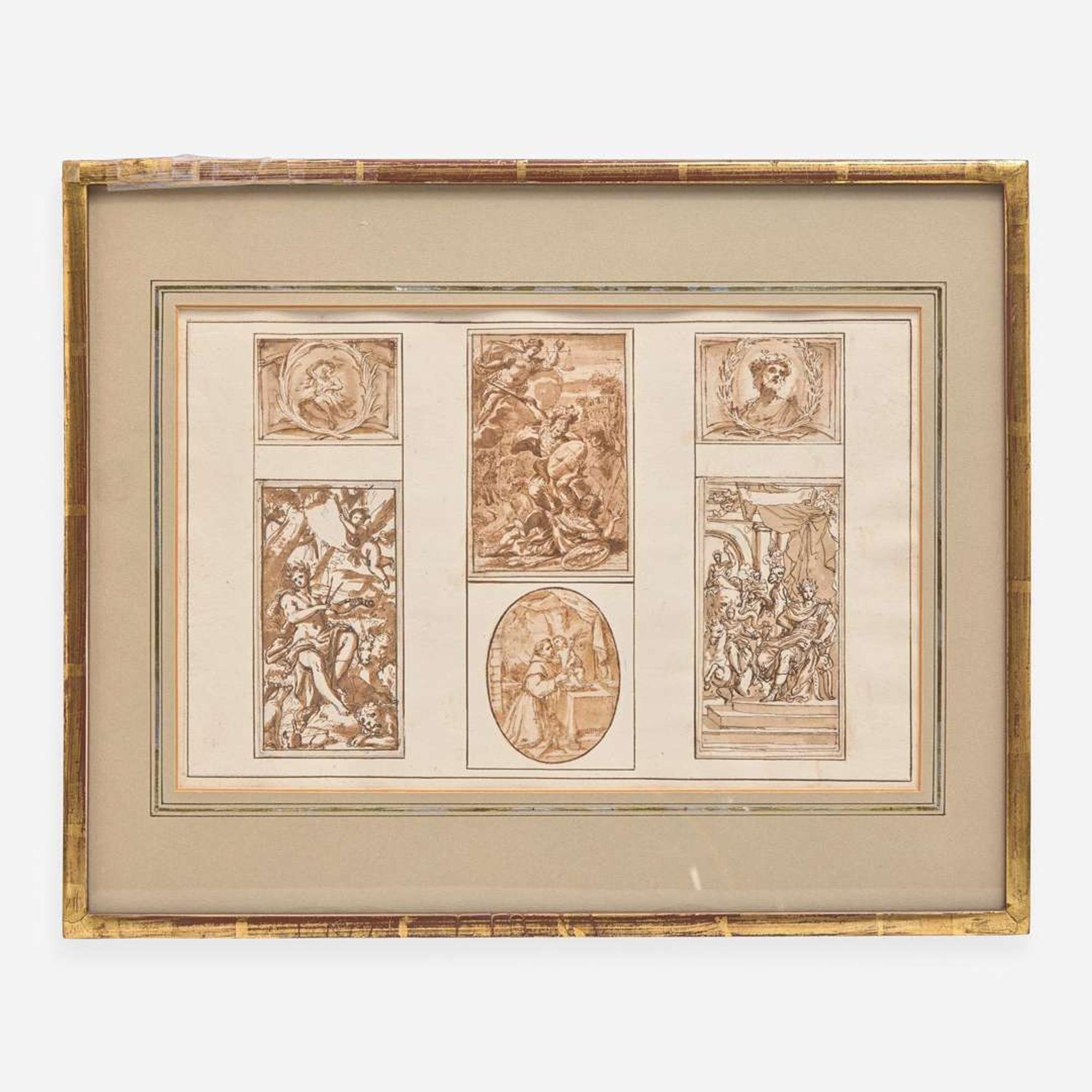 Italian School (17th Century) Set of Six Drawings, Including 'Orpheus Charming the Animals'