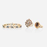 A Collection of 14K Yellow Gold and Gemstone Jewelry