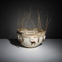Pottery Bowl with Basketry Rim