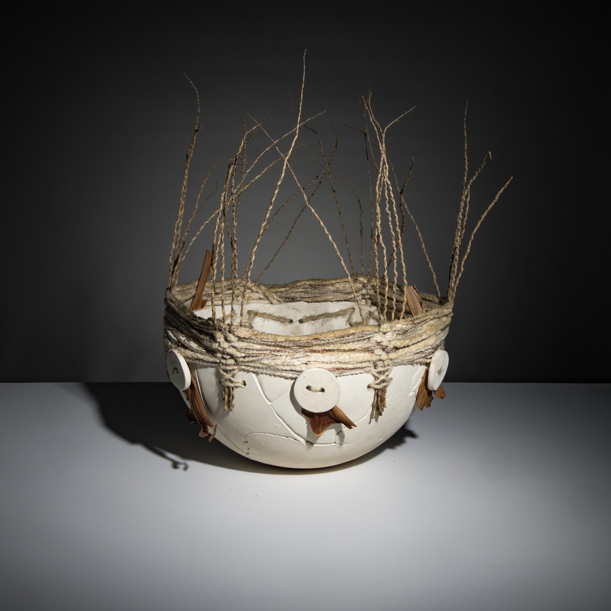 Pottery Bowl with Basketry Rim