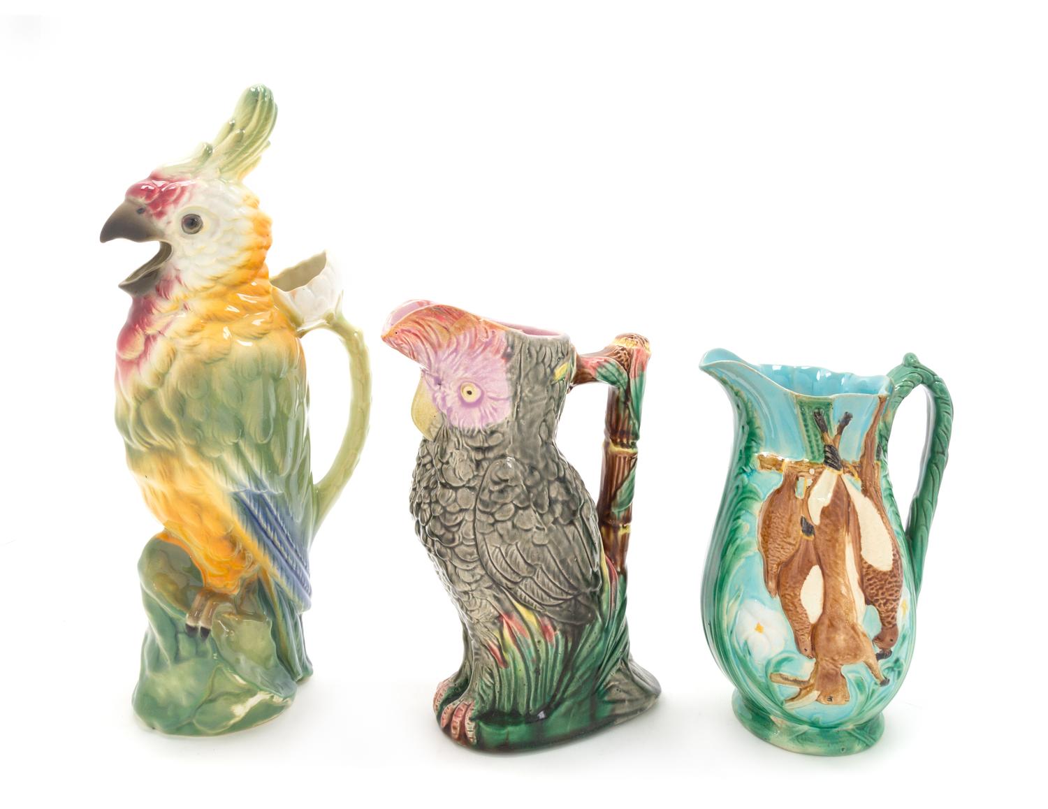 A Group of Three Majolica Vases Height of tallest 14 inches. — SECOND-HALF 19TH CENTURY AND LATER