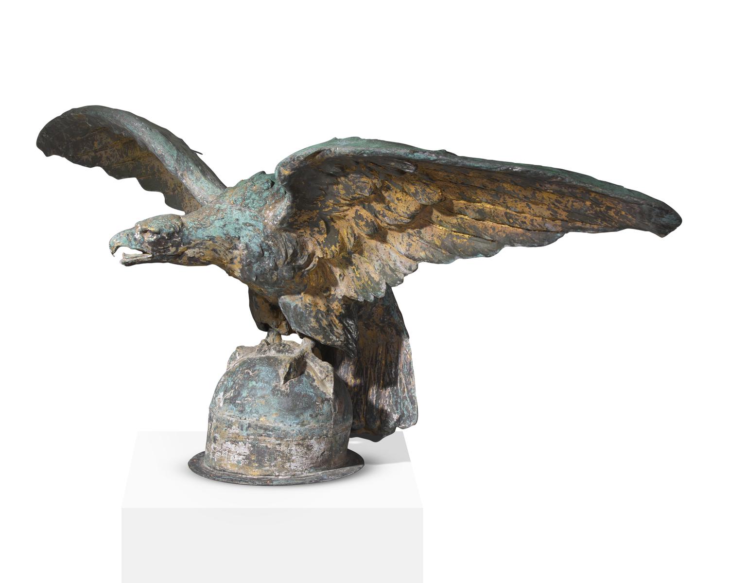 A Large Molded and Gilded Copper Pilot House Eagle