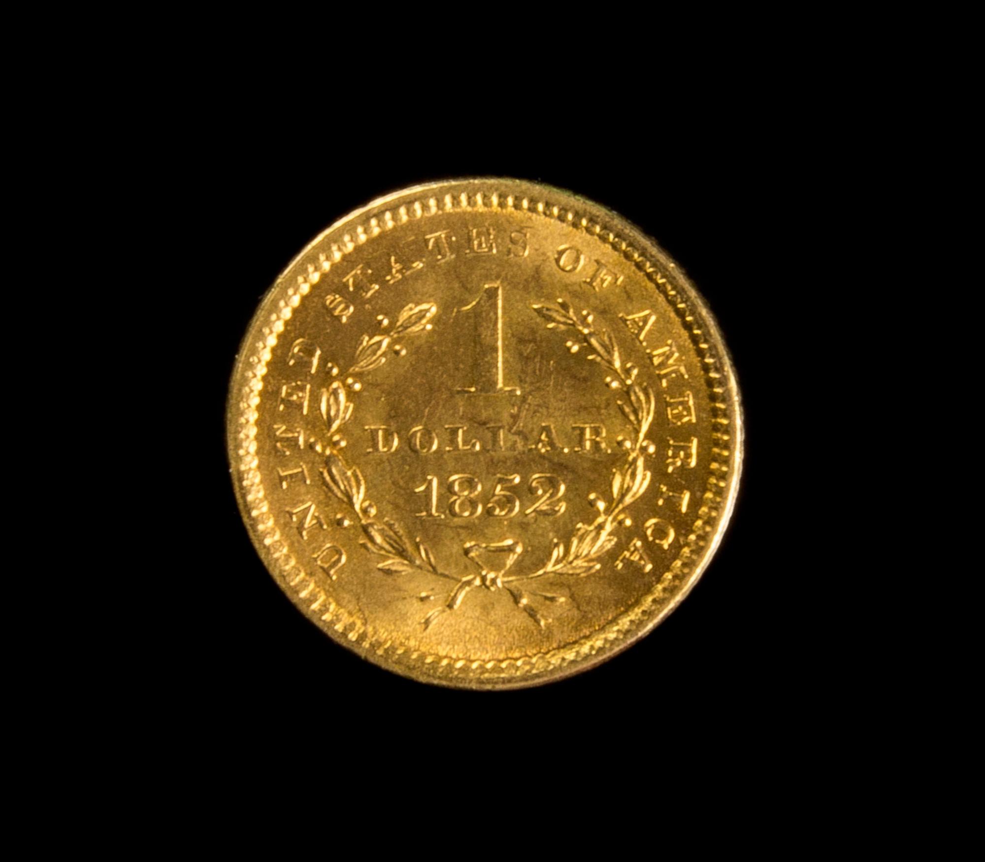 A United States 1852 Liberty Head: Type 1 $1 Gold Coin