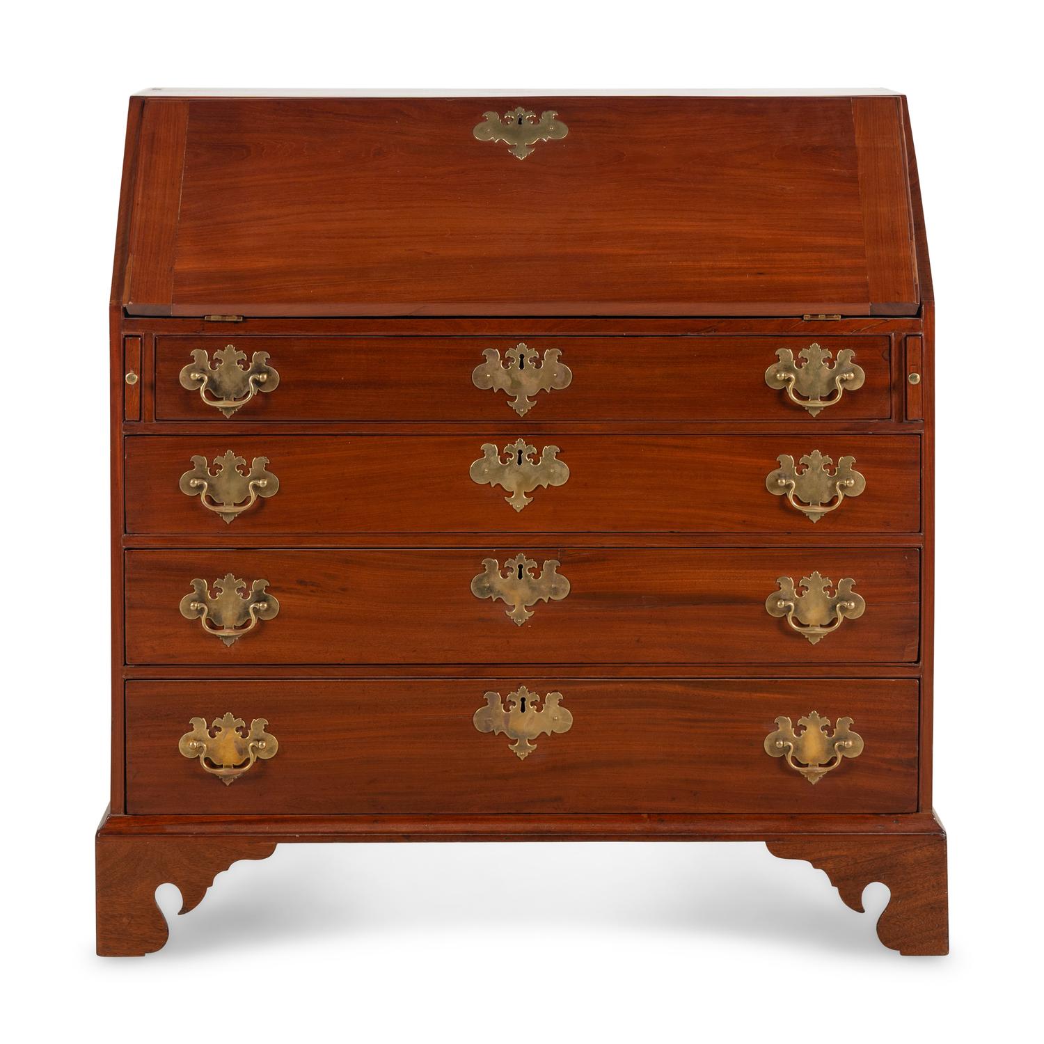 A Chippendale Walnut Slant-Front Bureau