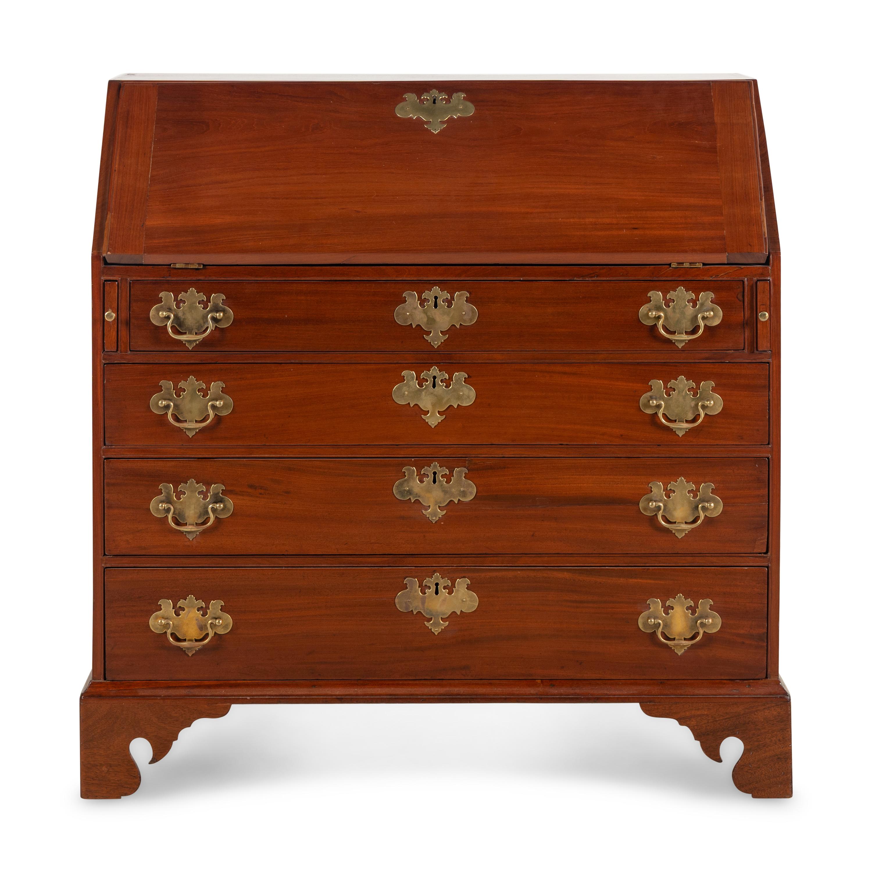 A Chippendale Walnut Slant-Front Bureau