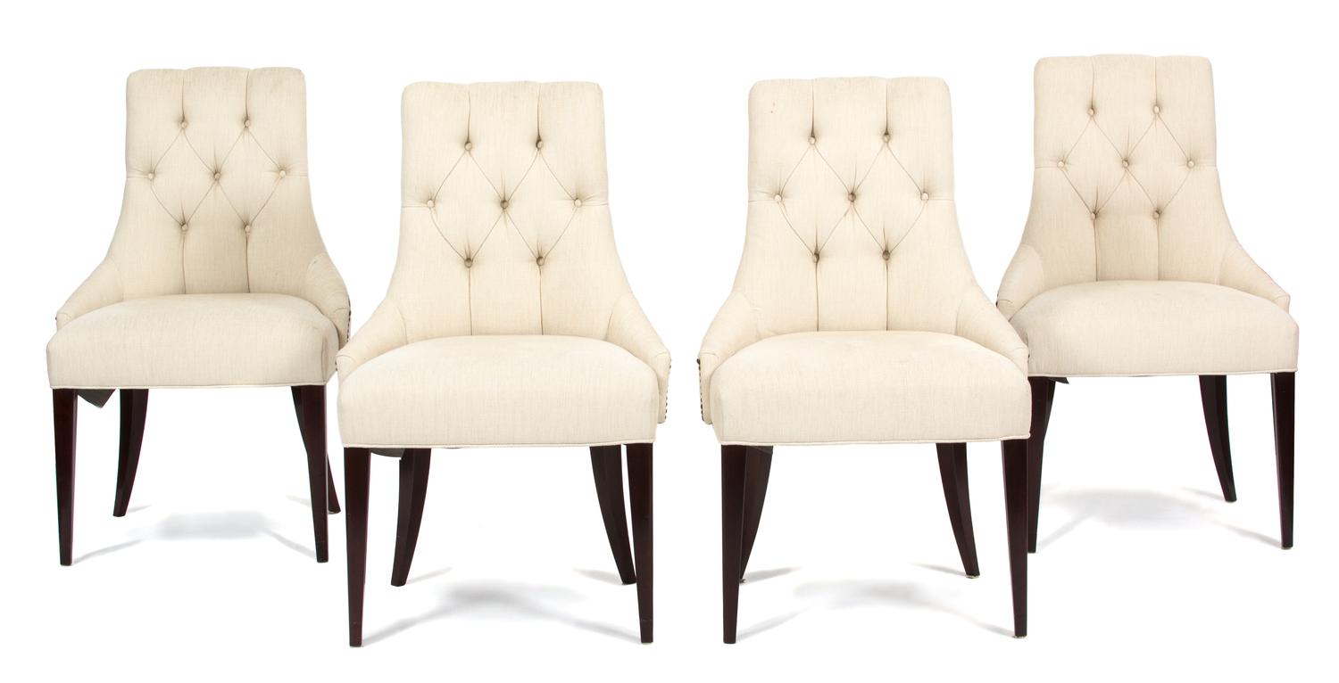 Four Contemporary Upholstered Dining Chairs Height 36 x width 23 x depth 22 inches. — 20TH CENTURY