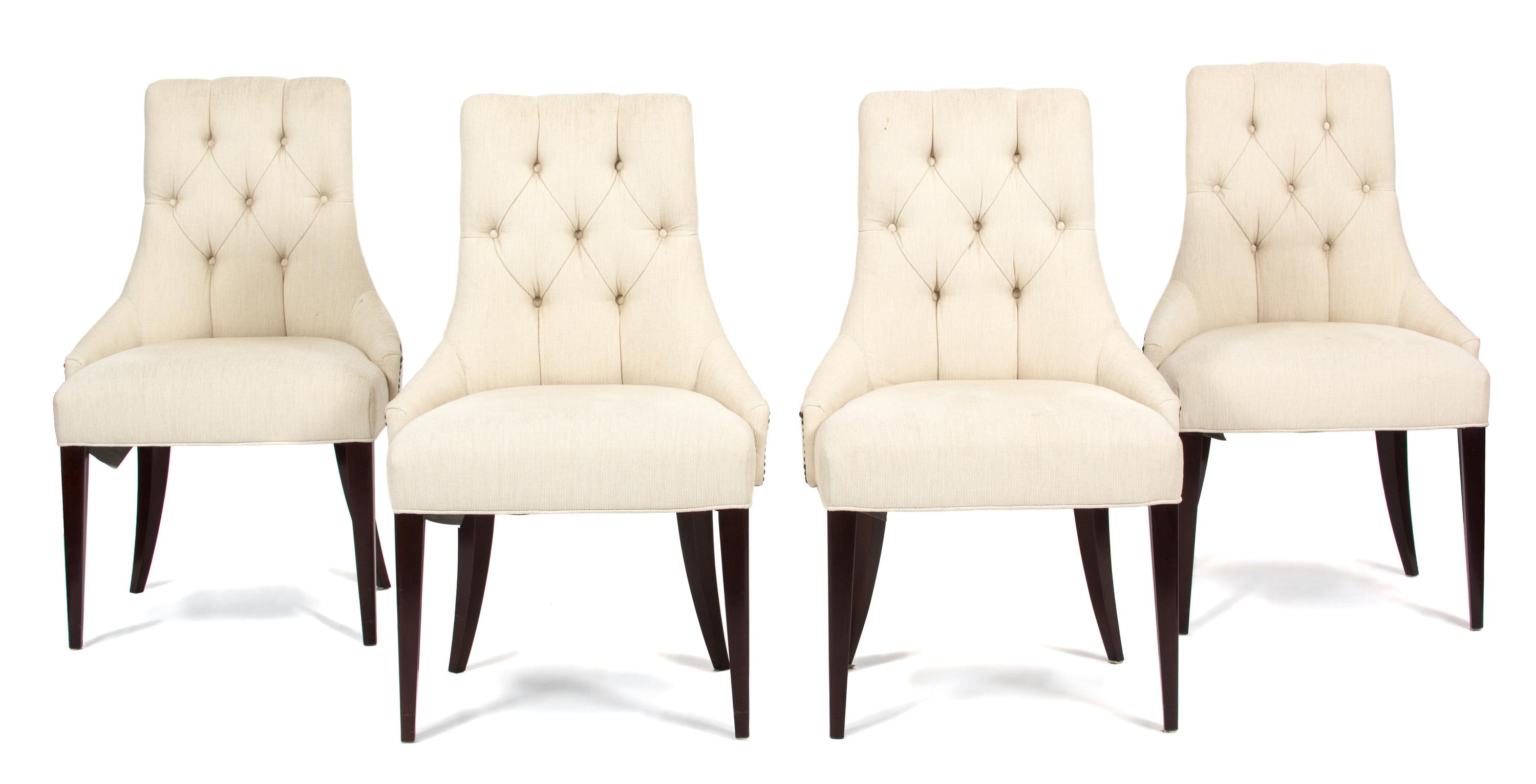 Four Contemporary Upholstered Dining Chairs Height 36 x width 23 x depth 22 inches. — 20TH CENTURY