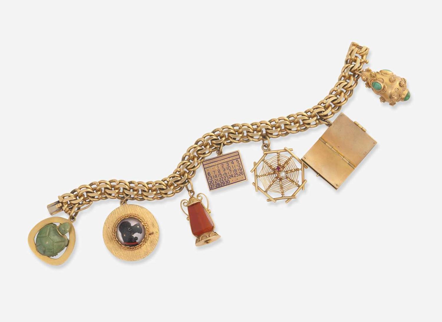 A 14K Yellow Gold Charm Bracelet