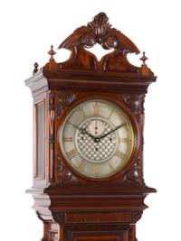 An American Mahogany No. 21 Regulator Tall Case Clock, Seth Thomas, Height overall 93 1/2 inches.