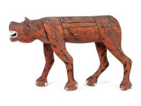 A Carved and Polychrome Painted Folk Art Tiger