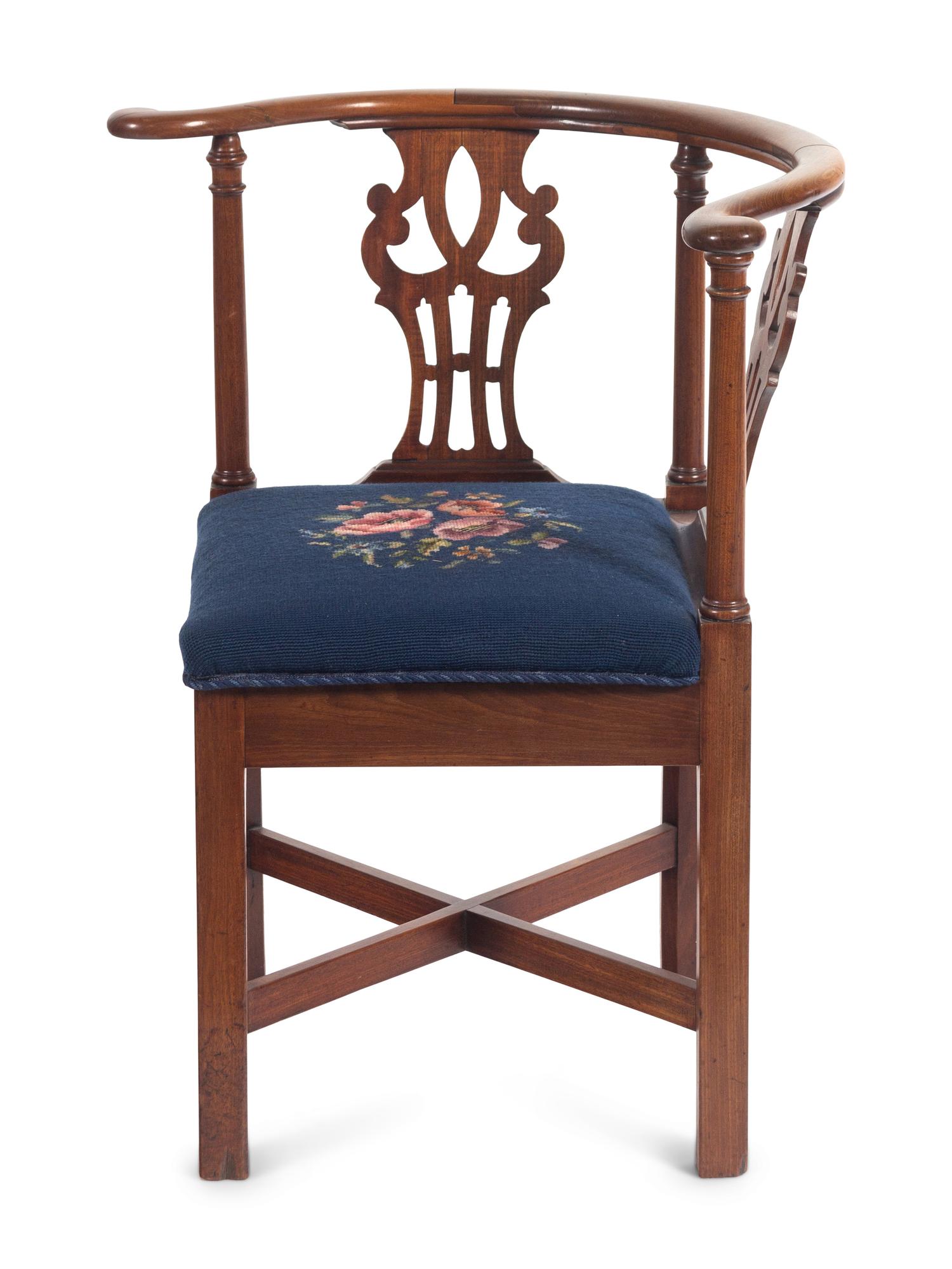 A George III Mahogany Corner Chair