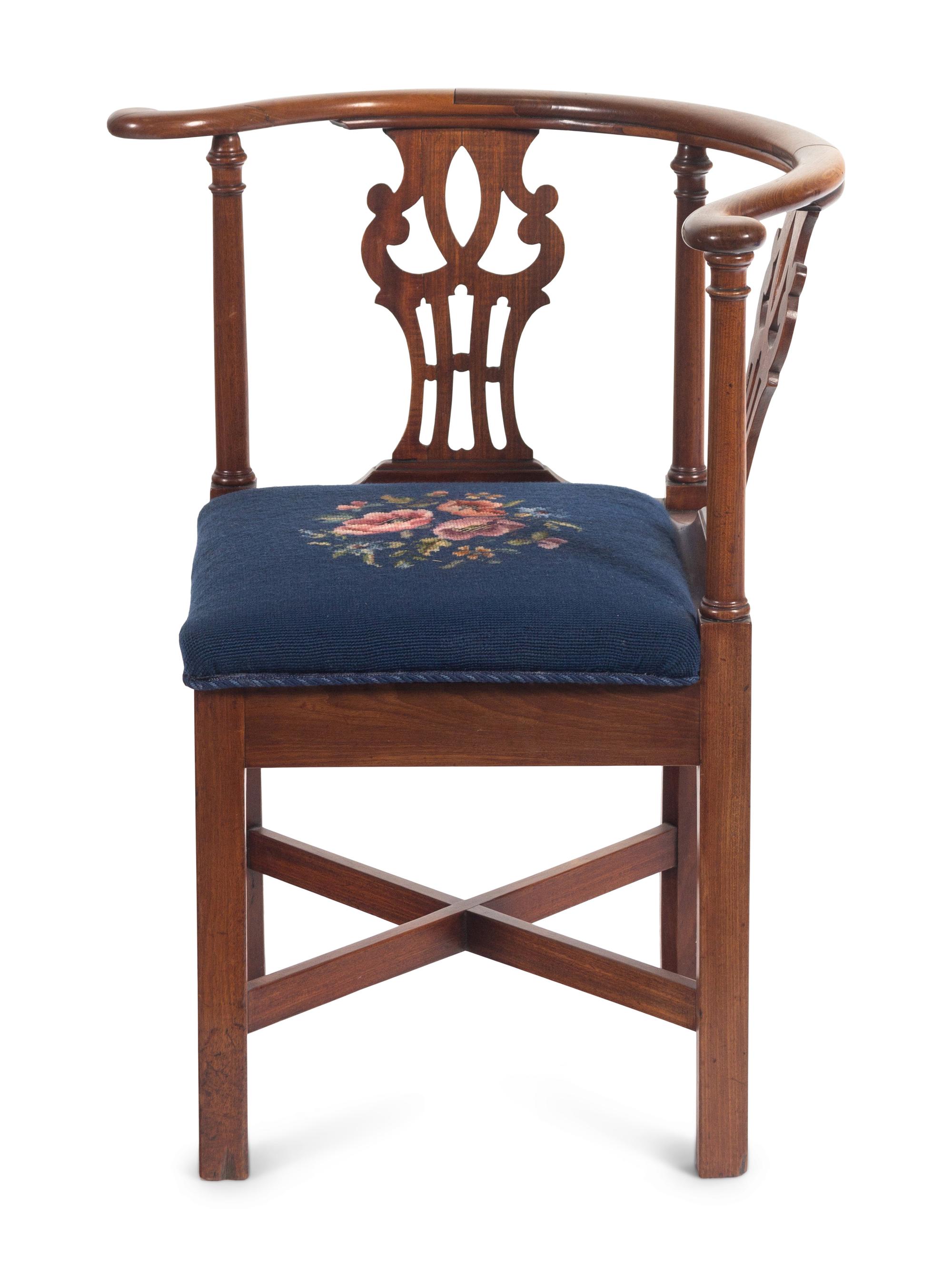 A George III Mahogany Corner Chair