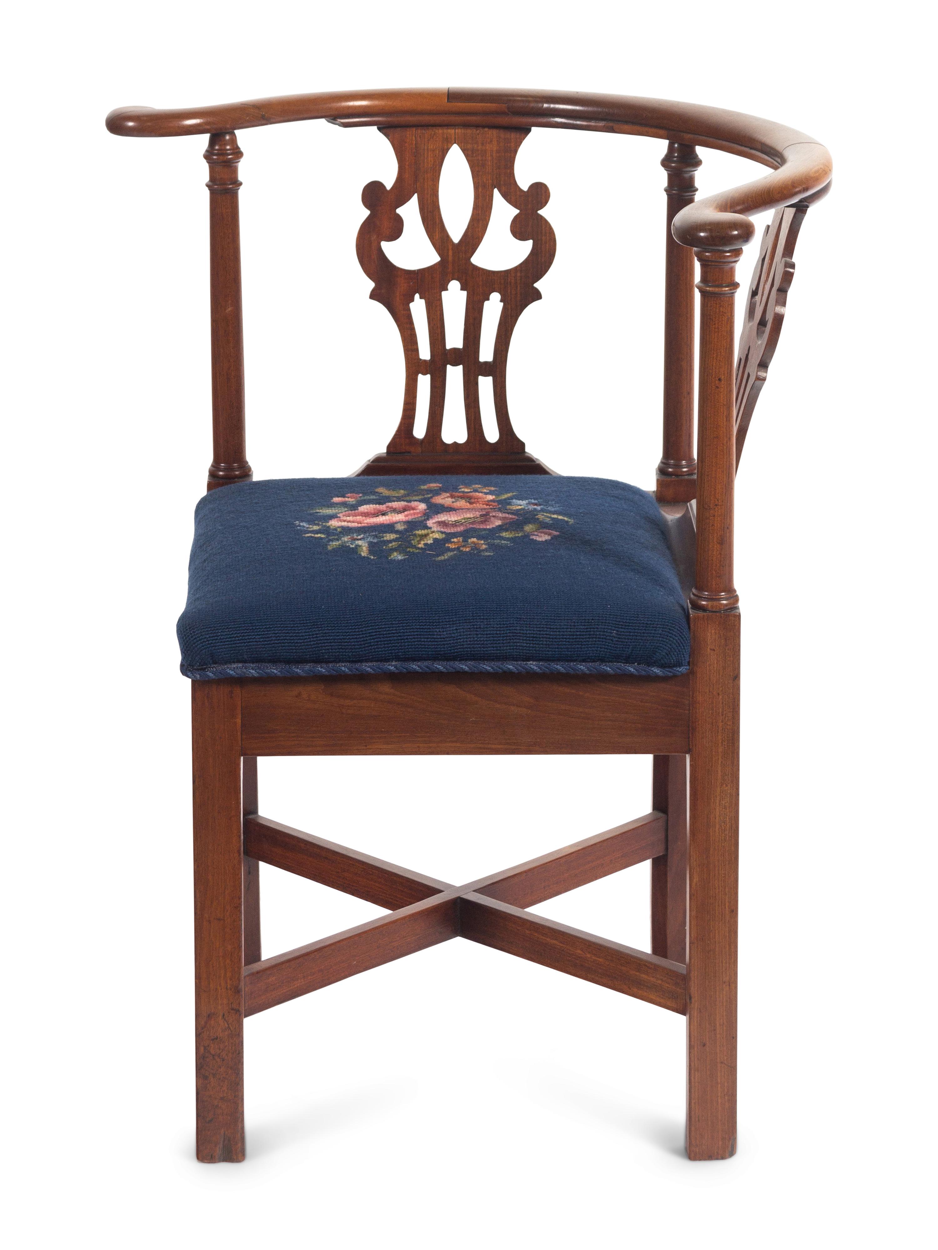 A George III Mahogany Corner Chair