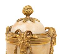 A Pair of Continental Gilt Bronze Mounted Marble Cassolettes