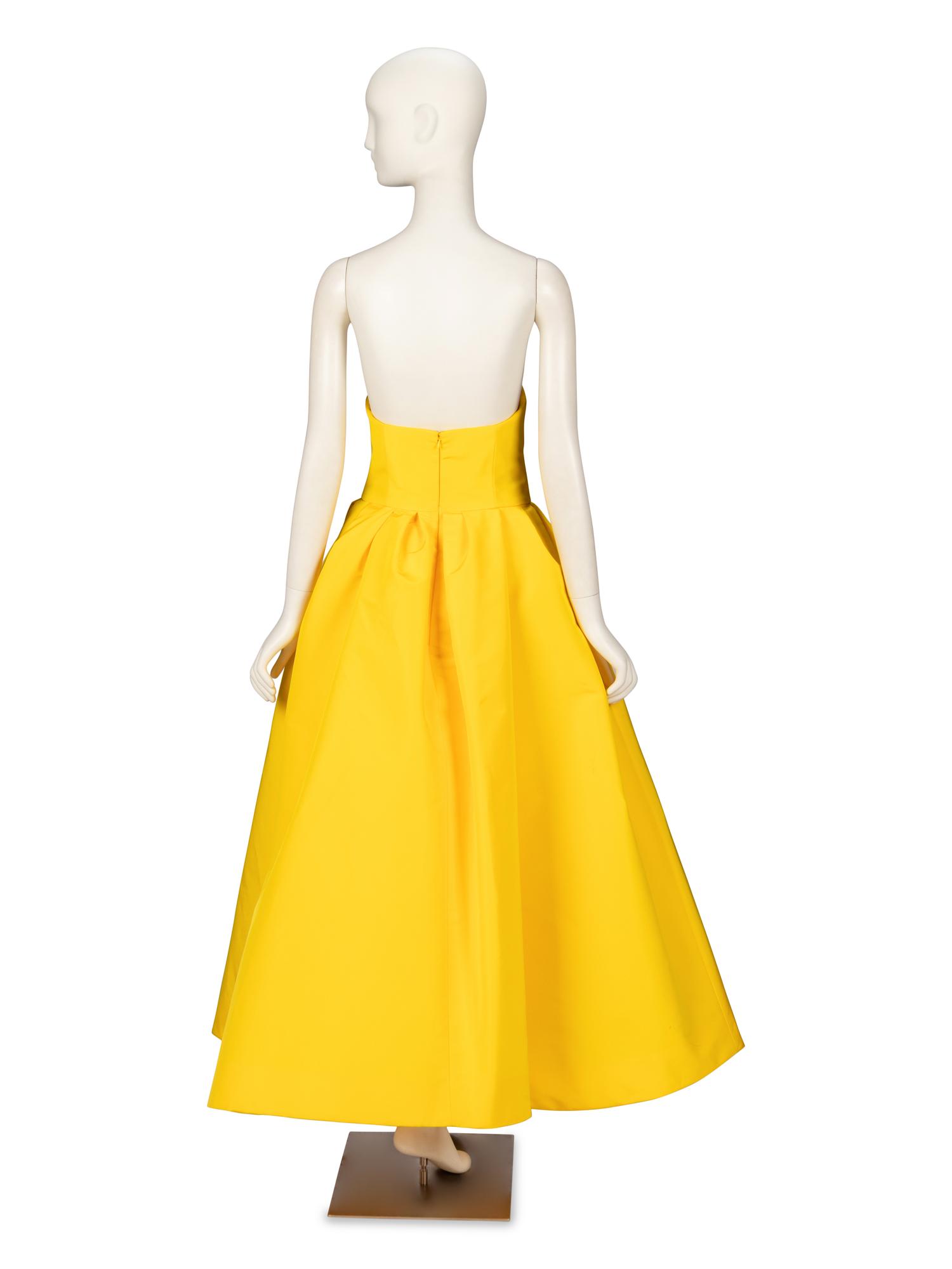 Carolina Herrera Yellow Silk-Faille Midi Dress