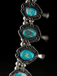 Navajo Silver and Turquoise Squash Blossom Necklace