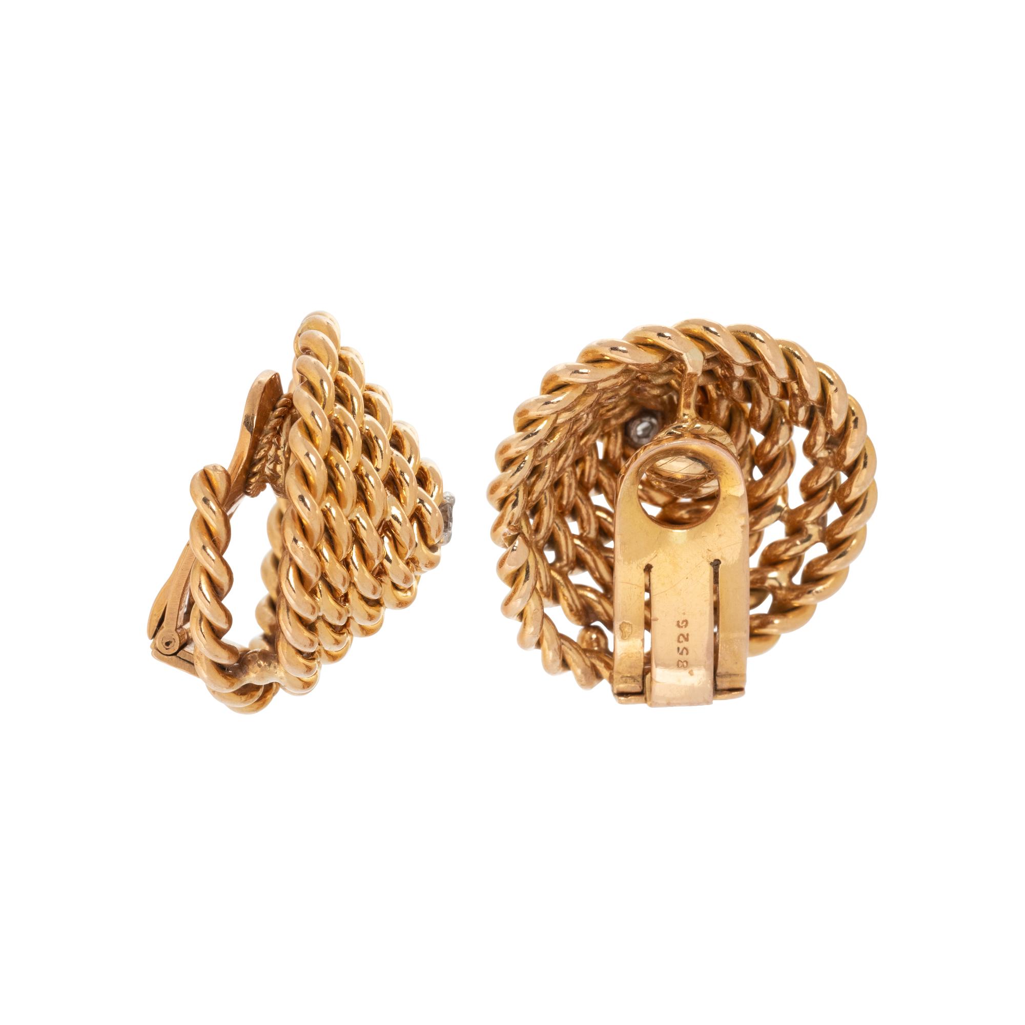 YELLOW GOLD AND DIAMOND CLIP EARRINGS