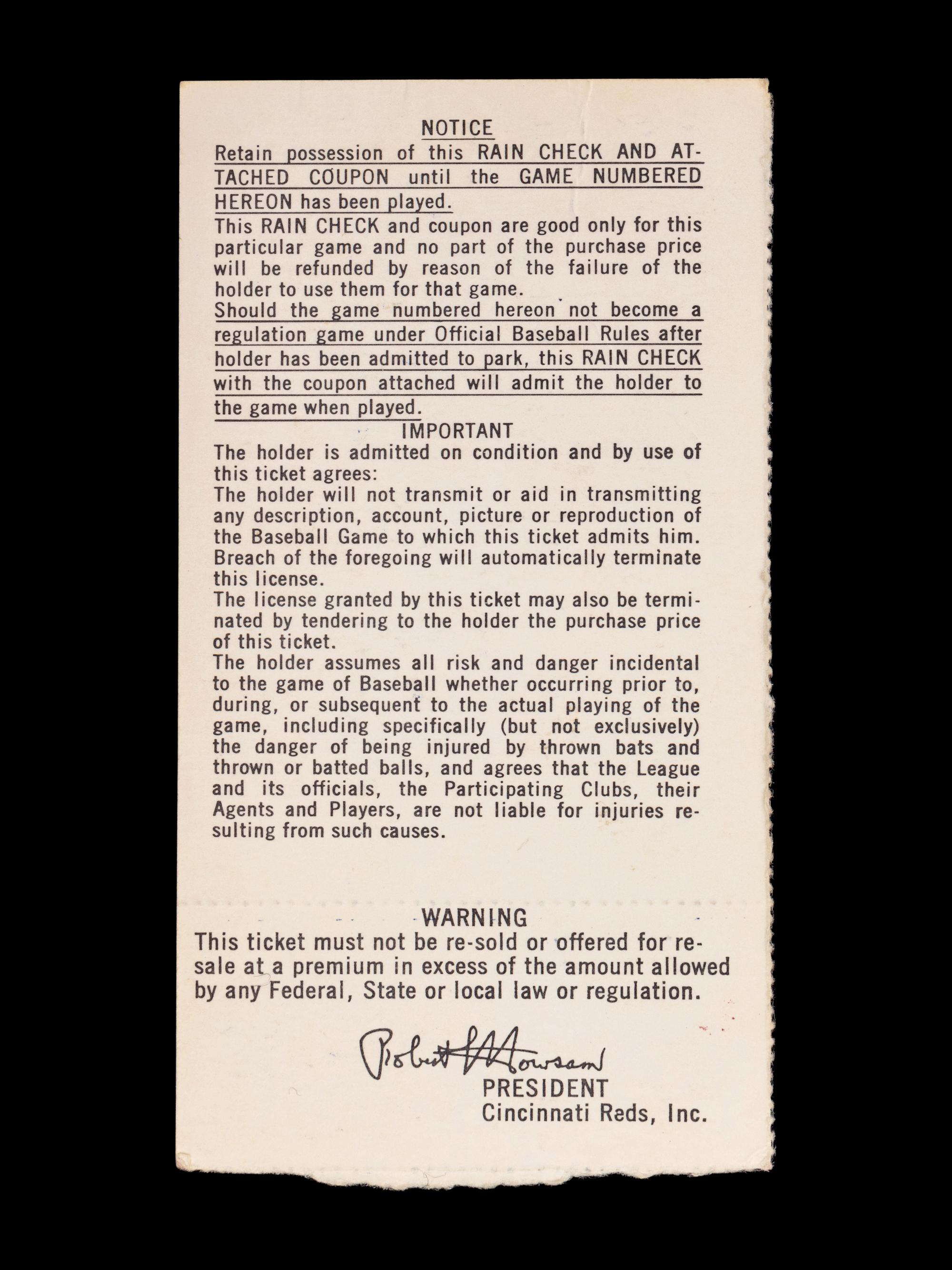 A Group of 1970s Cincinnati Reds Pete Rose Riverfront Stadium Ephemera (Including National League Playoffs, World Series),