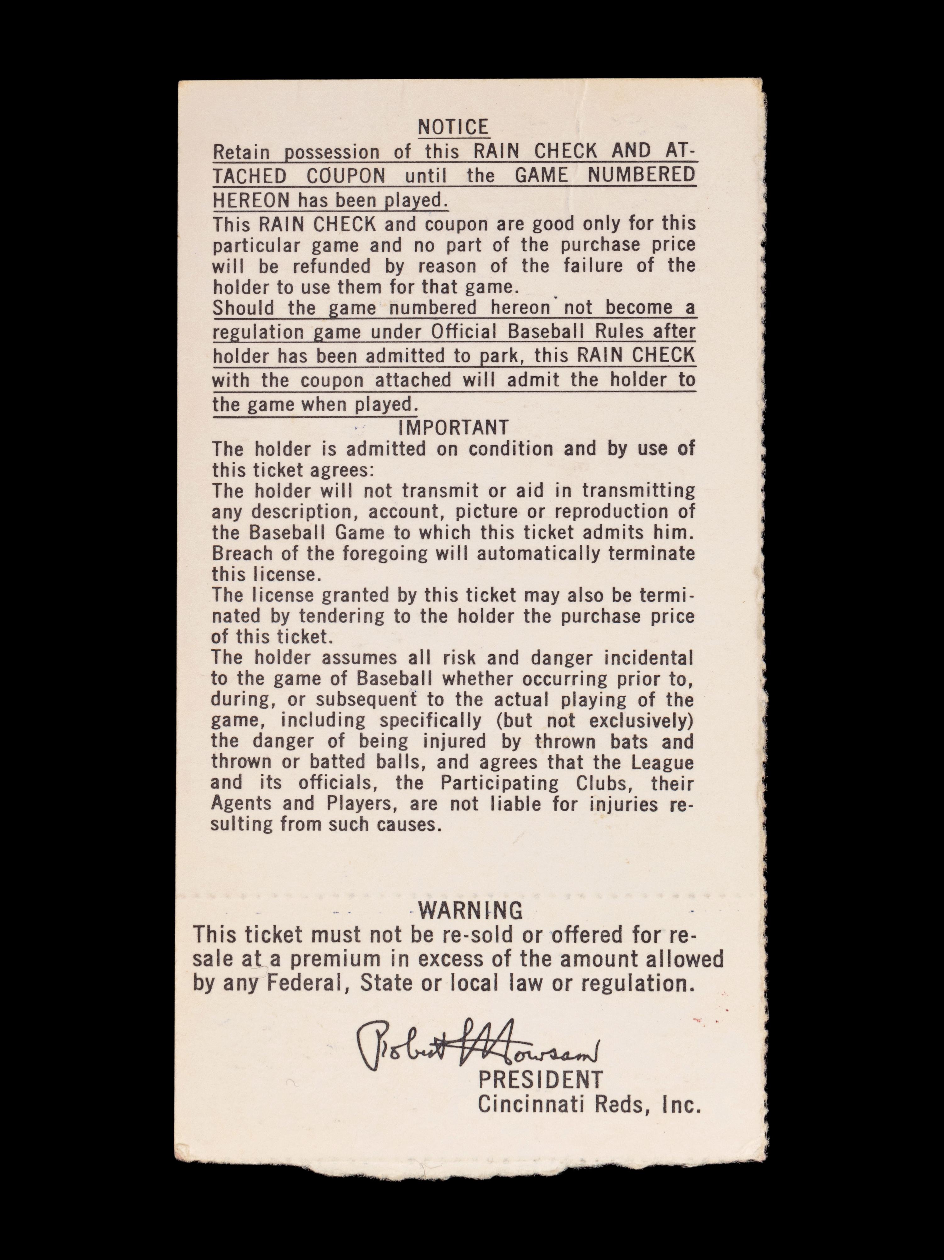 A Group of 1970s Cincinnati Reds Pete Rose Riverfront Stadium Ephemera (Including National League Playoffs, World Series),