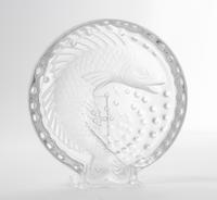 A Lalique Frosted and Molded Glass Ash Receiver Diameter 6 1/2 inches.