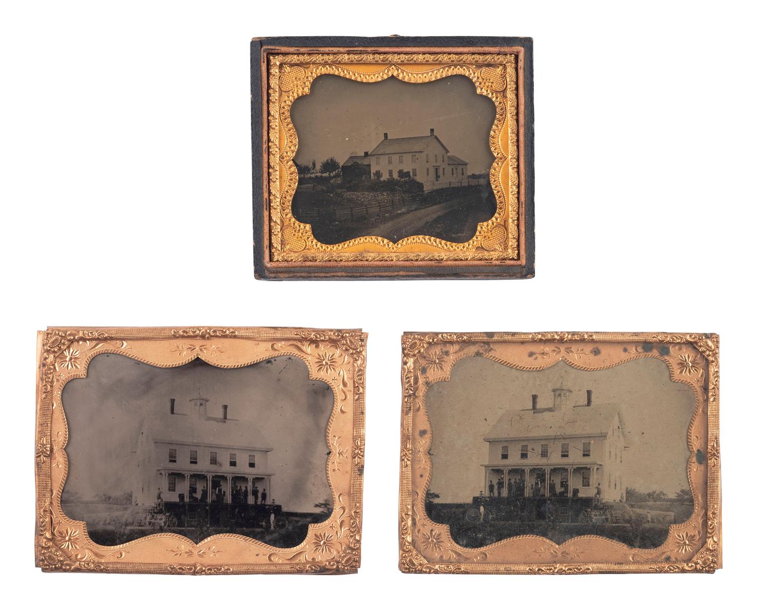 [EARLY PHOTOGRAPHY]. 6 outdoor ambrotypes and tintypes featuring houses and other buildings.