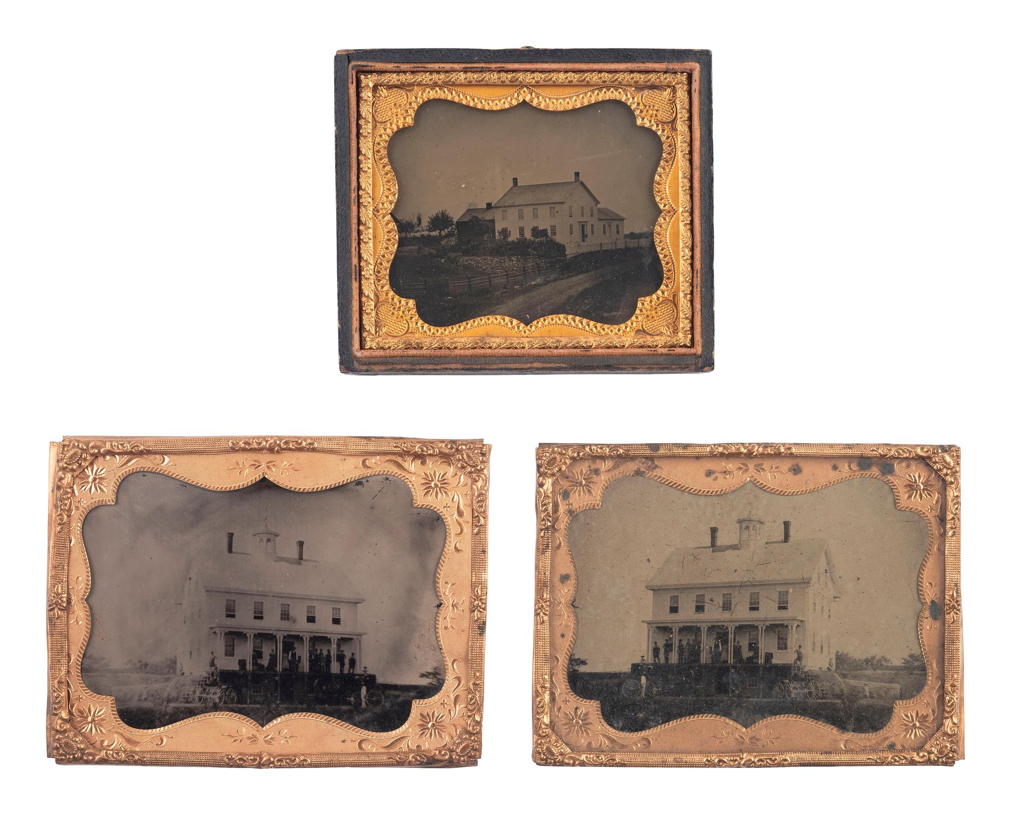 [EARLY PHOTOGRAPHY]. 6 outdoor ambrotypes and tintypes featuring houses and other buildings.