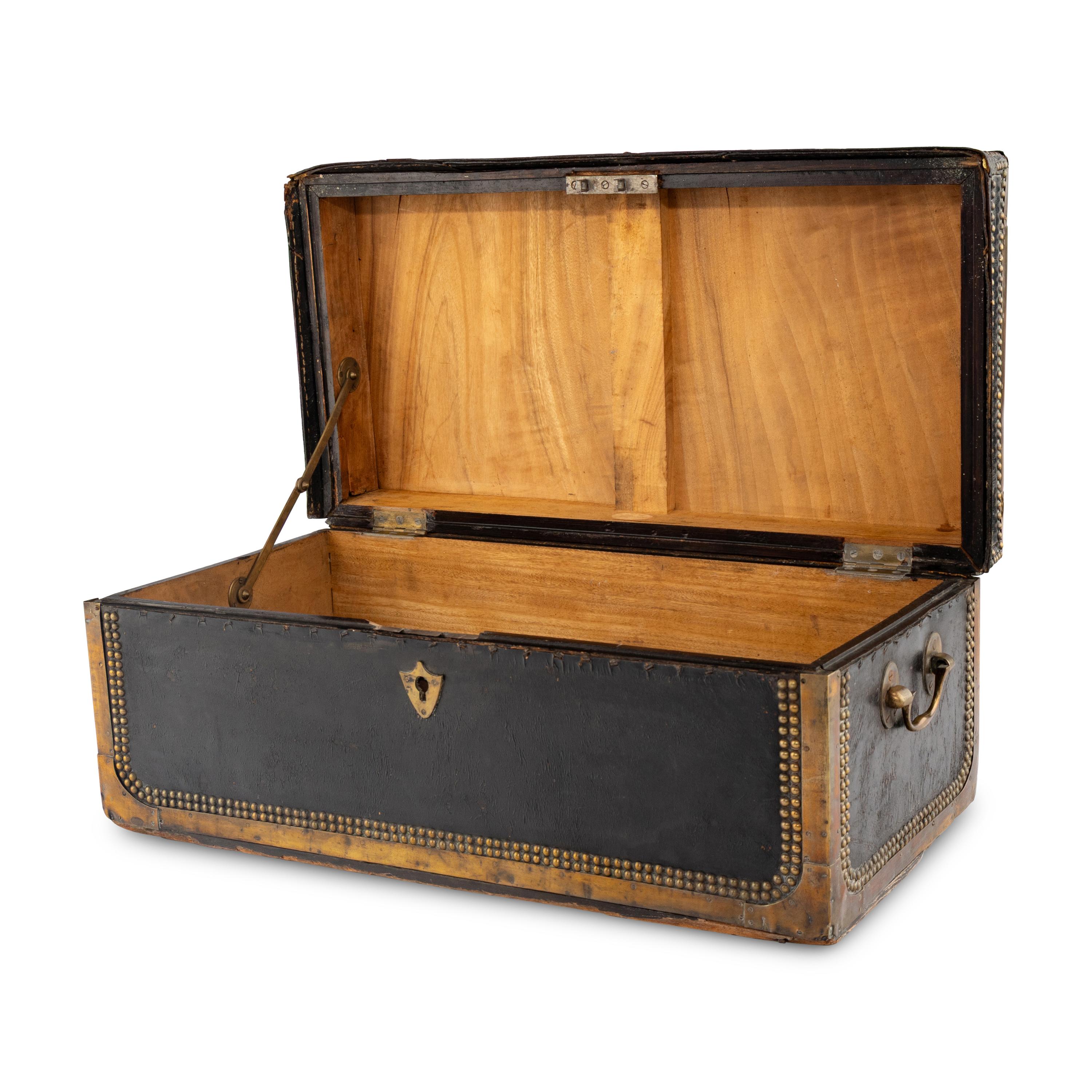 A Chinese Studded Leather Trunk