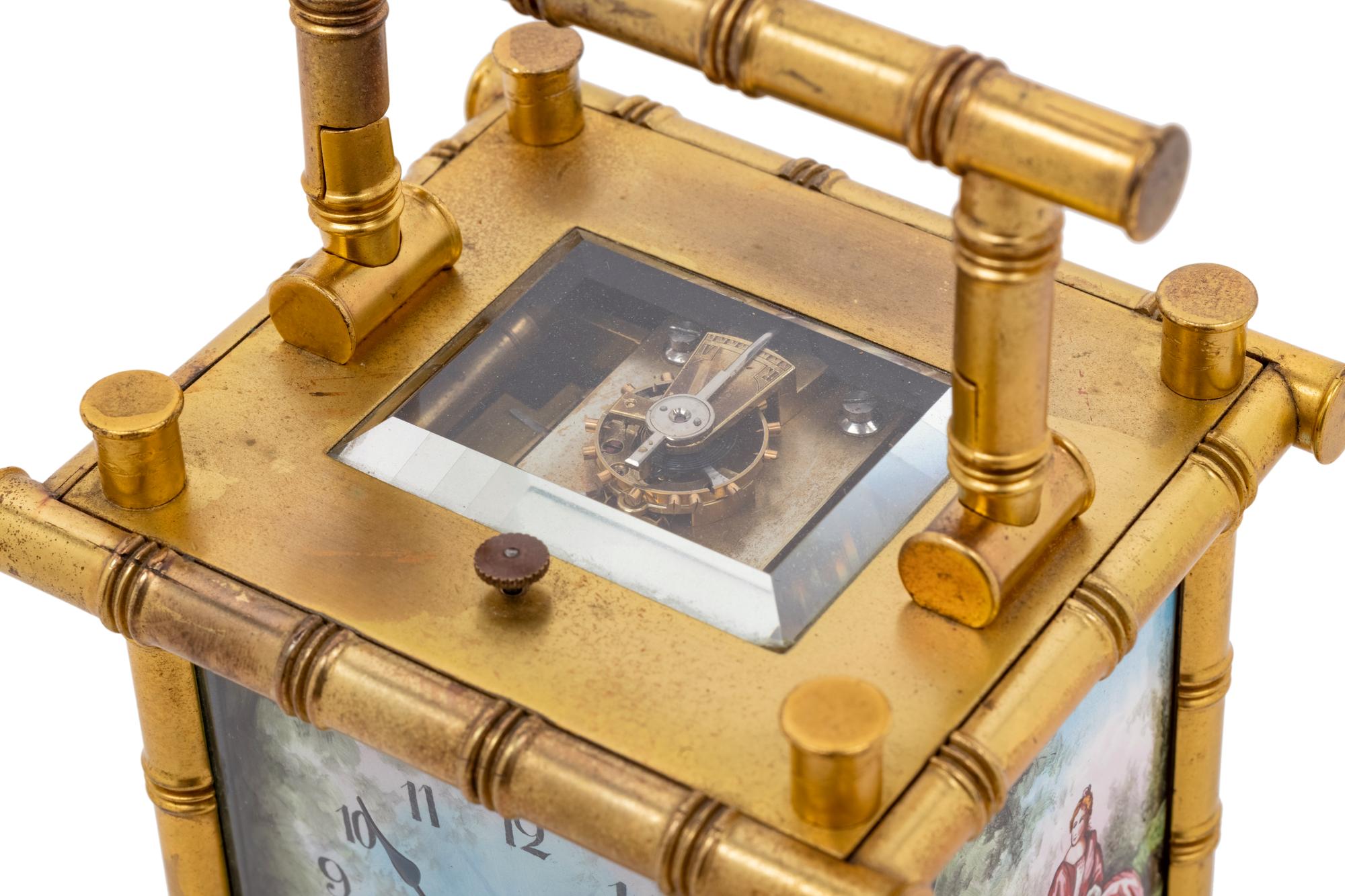 A Continental Gilt Metal and Enameled Carriage Clock