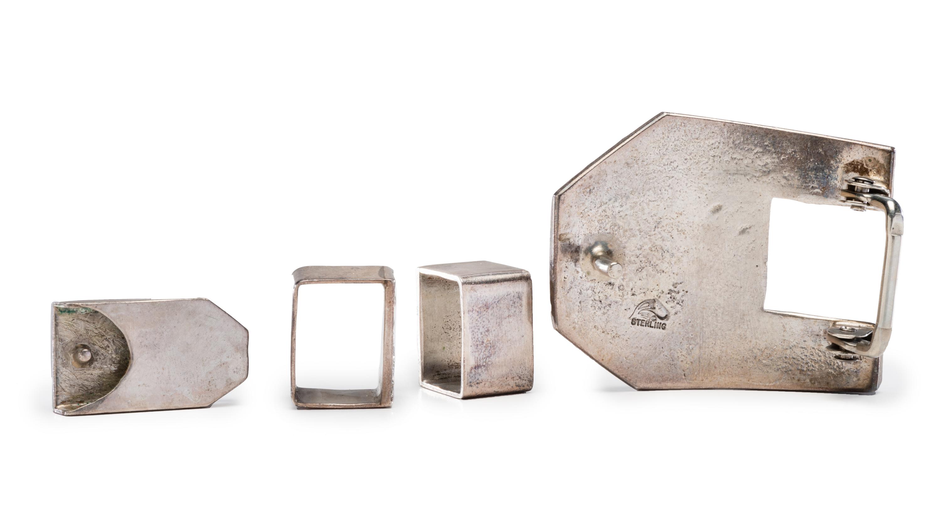 Sterling Silver Cast Ranger Set, with Micro Mosaic Inlay Figure Lot is located and will ship from Denver, Colorado.