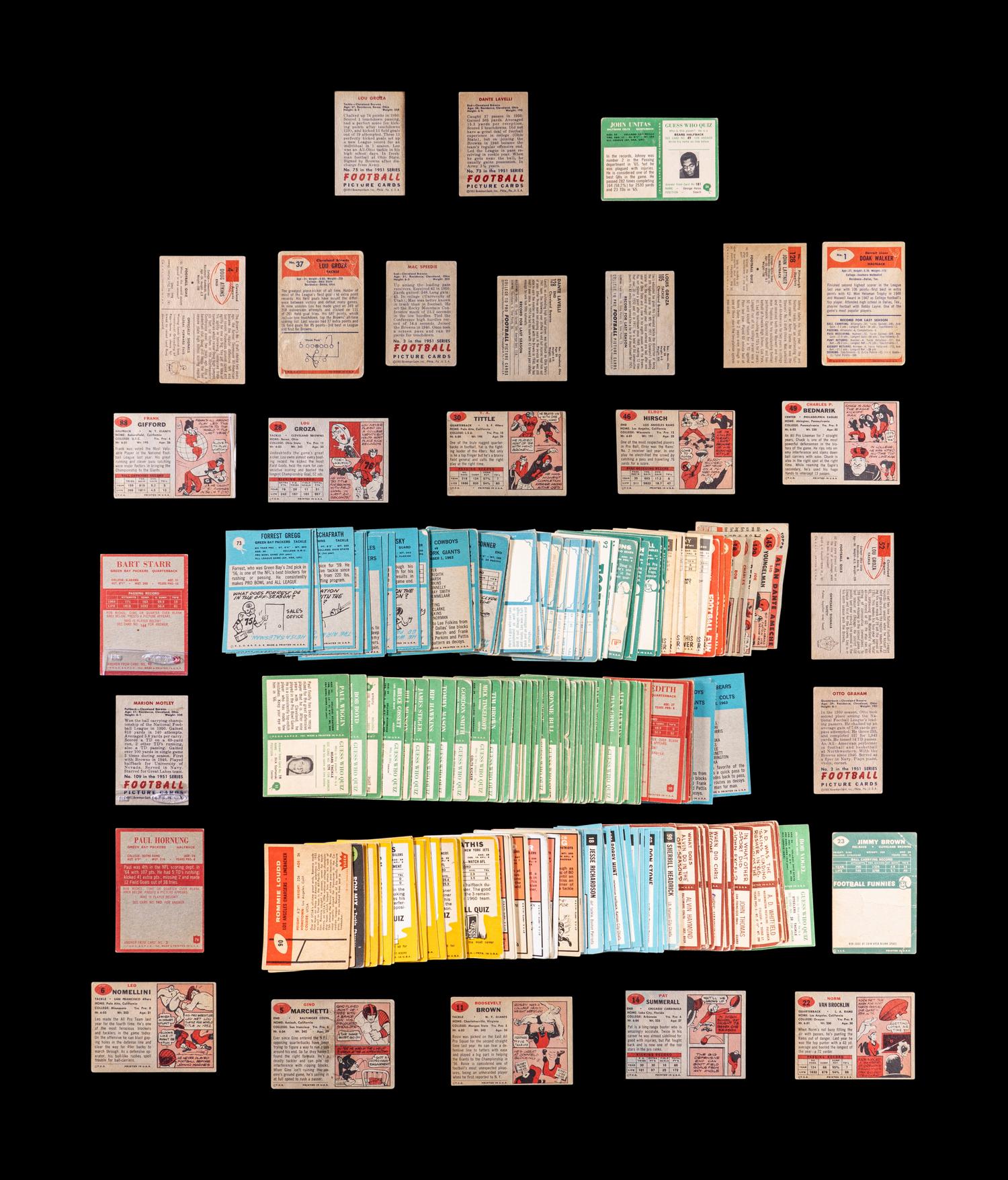 A Shoebox Collection of Over 200 Assorted 1950s and 1960s Football Cards Including Multiple Hall of Famers and Notables