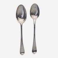 Two silver tablespoons Samuel Casey (c. 1724-1773), Little Rest, RI, and Elias Davis (c. 1746-1783), Newburyport, MA, circa 1760 and 1765