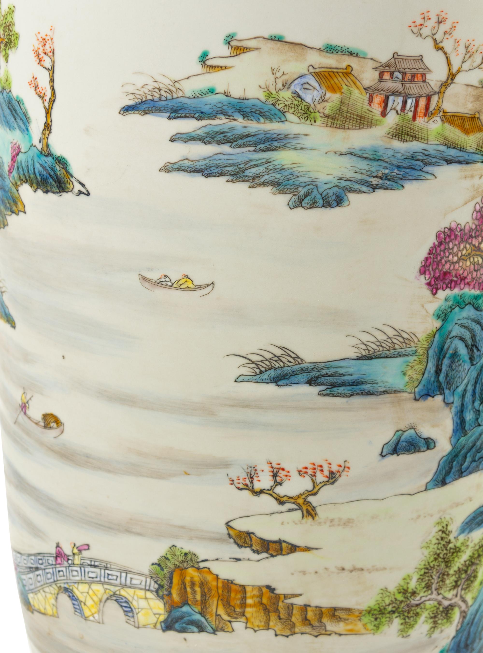A Chinese Famille Rose Porcelain Sleeve Vase