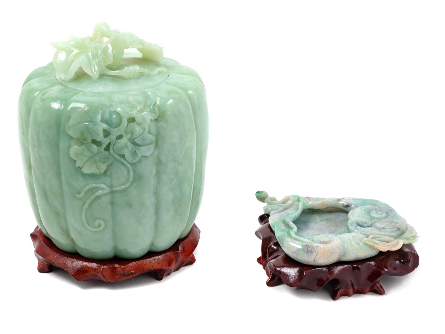 Two Chinese Carved Jadeite Articles