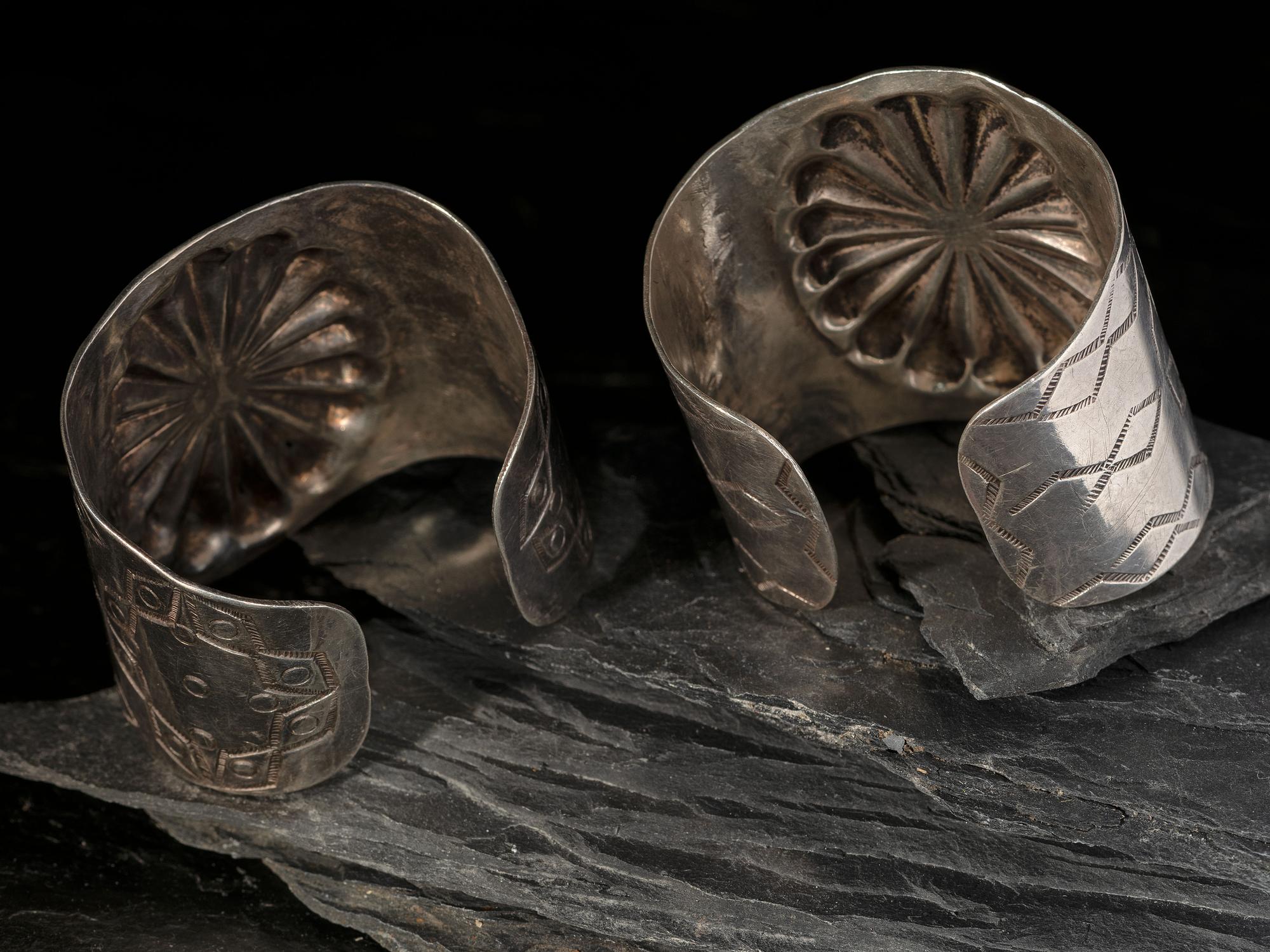 Navajo Wide Silver Cuff Bracelets