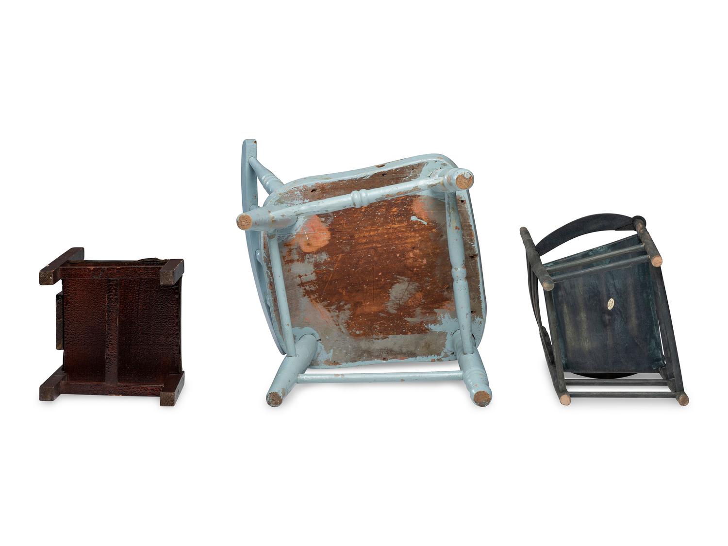 Three Painted Wood Doll's Chairs