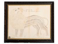 A Calligraphy Penmanship Picture of a Lion by Frank B. Rosevelt (American, 1862-1945)