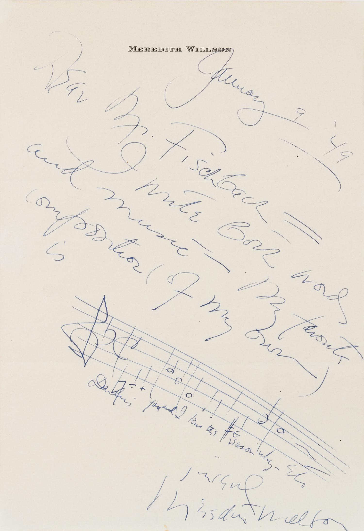[MUSICIANS AND COMPOSERS]. A group of 4 manuscripts by musicians and composers.