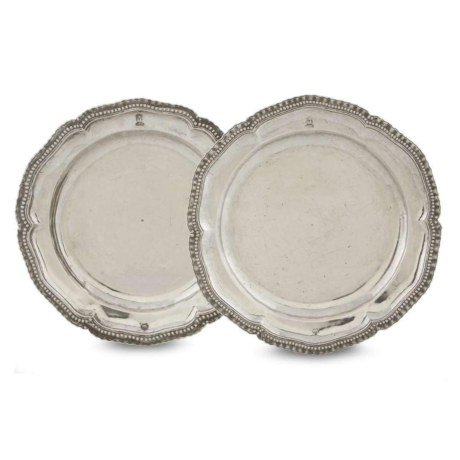 Pair of Spanish Colonial silver chargers Guatemala City, Guatemala, late 18th century