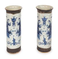 A Pair of Chinese Blue and White Porcelain Vases