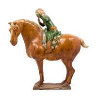 A Chinese Sancai Glazed Burial Figure of a Mounted Attendant