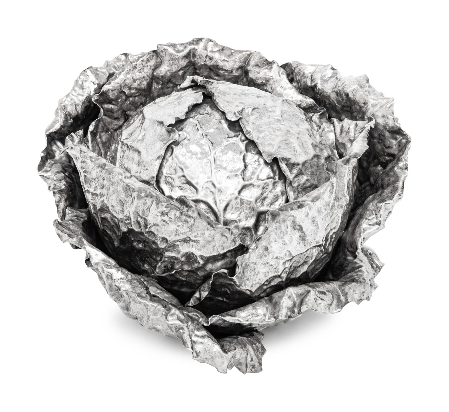 A Buccellati Silver Cabbage Form Covered Bowl