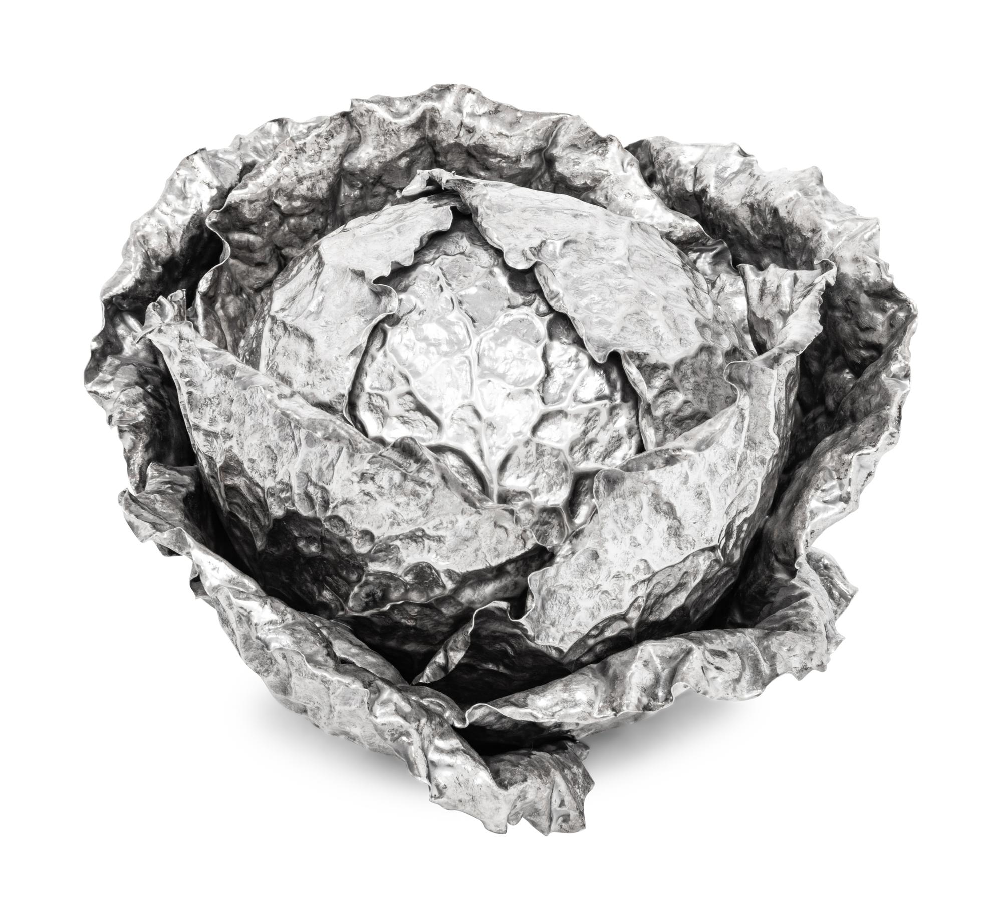 A Buccellati Silver Cabbage Form Covered Bowl