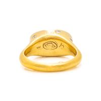 POTTER AND MELLEN, YELLOW GOLD, MOONSTONE AND DIAMOND RING