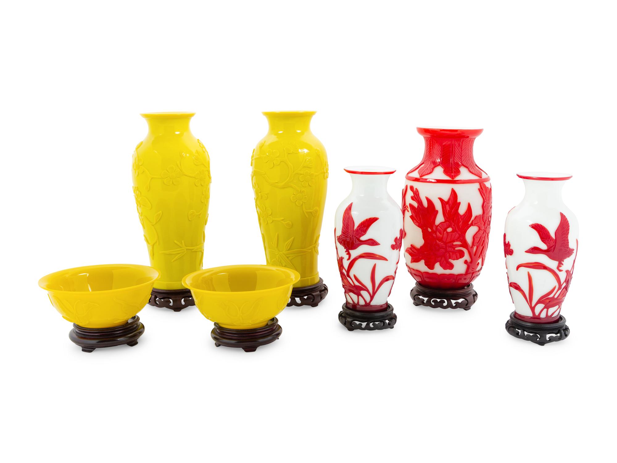 A Group of Seven Chinese Peking Glass Wares