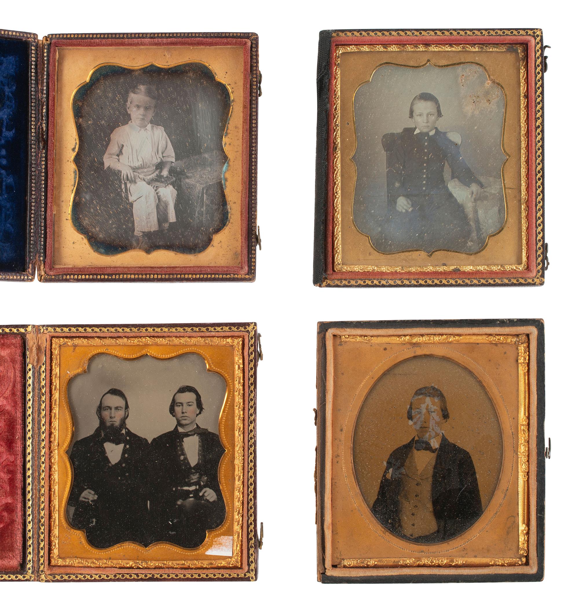 [EARLY PHOTOGRAPHY]. 21 cased images of men, women, and children, incl. children with props.