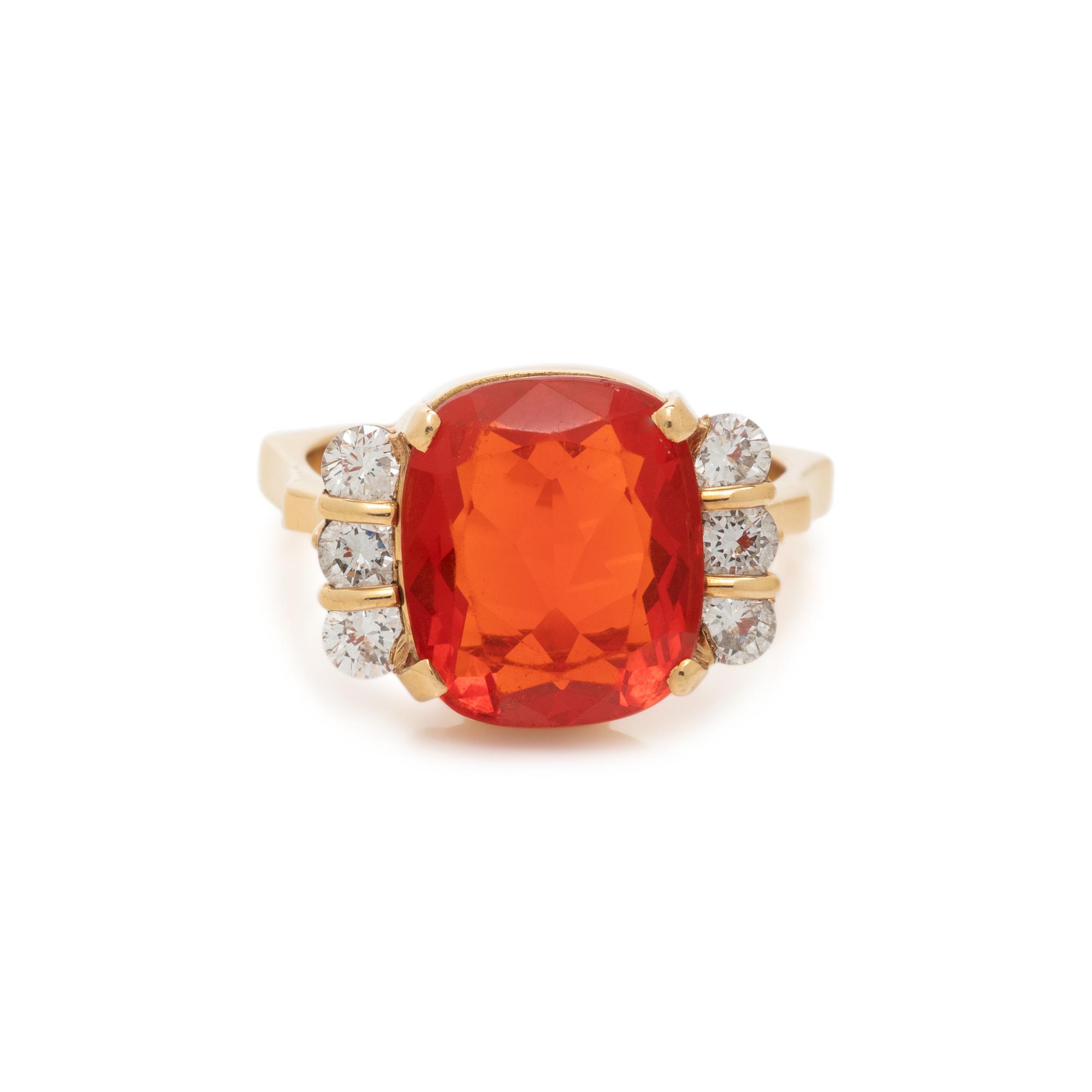 FIRE OPAL AND DIAMOND RING