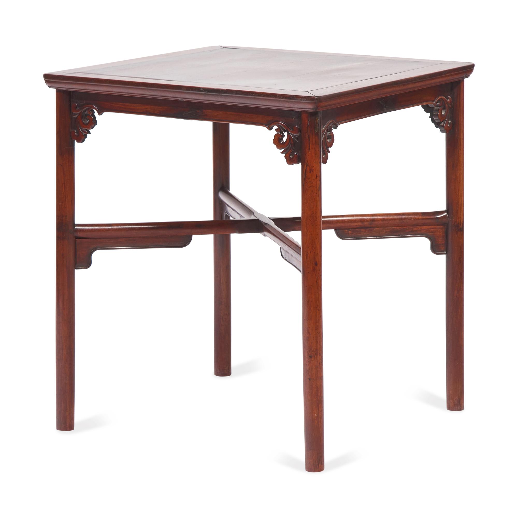 A Chinese Huanghuali and Mixed Hardwood Square Table, 18th/19th Century 清中期 紅木鑲黃花梨十字枨方桌