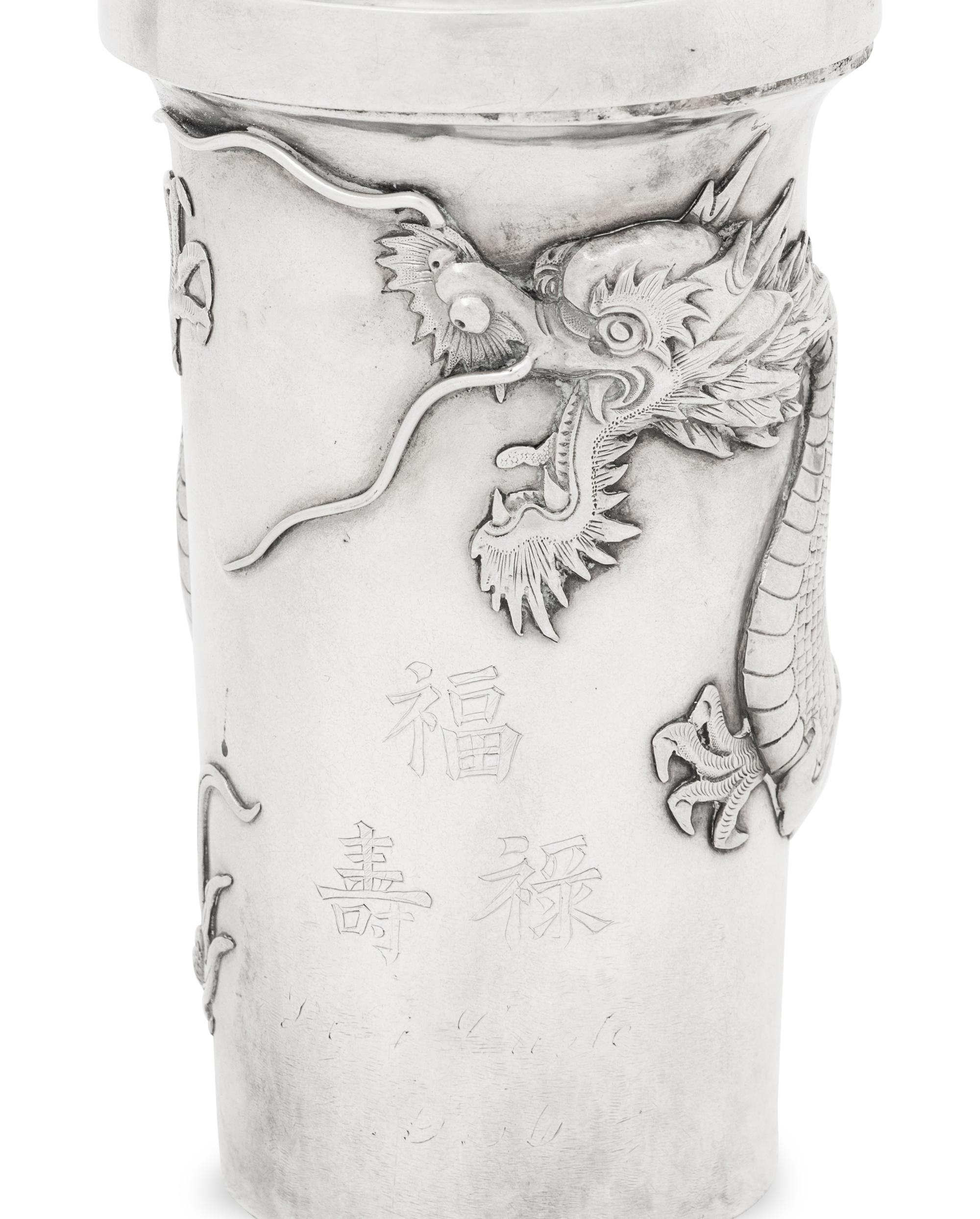 A Chinese Silver 'Dragon' Cocktail Shaker