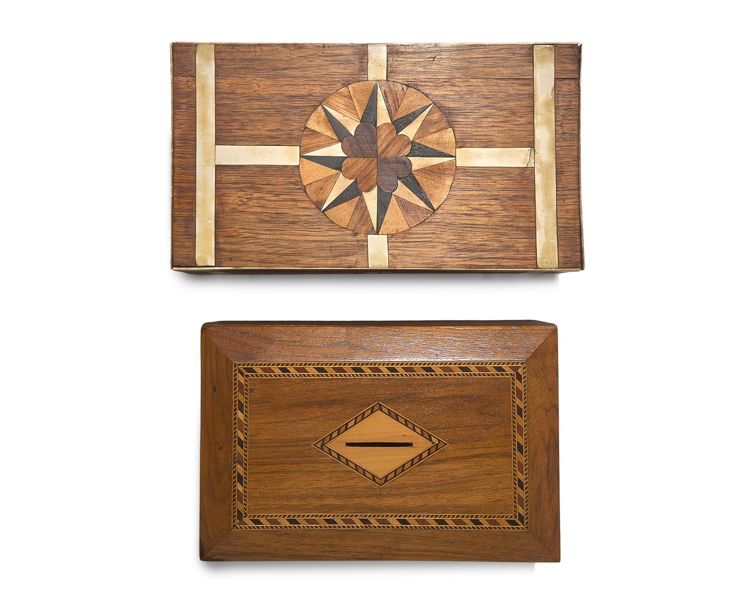 Two Nautical-Themed Inlaid Wooden Boxes, 19th / 20th Century