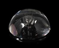 A Ralph Lauren Acrylic Clark Hourglass and a Glass Clayton Dome Paperweight